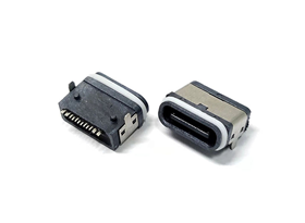 TYPE-C 16P防水母座 板上型全塑U型防水包膠圈款